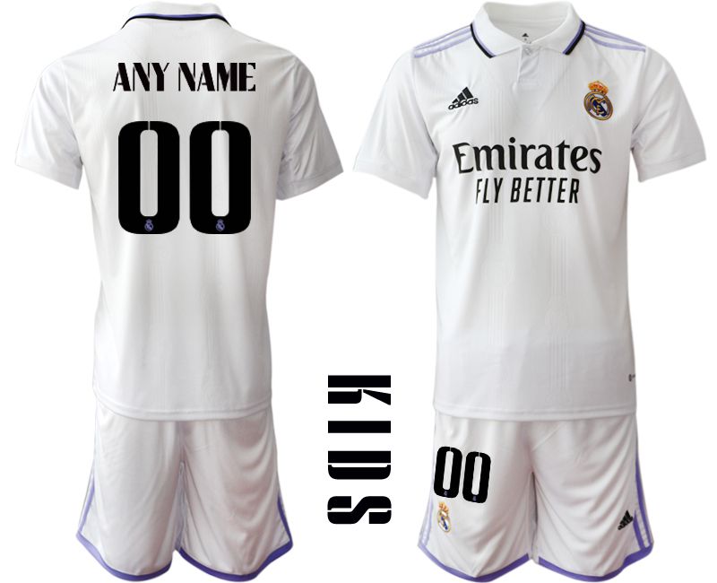 Youth 2022-2023 Club Real Madrid home white customized Soccer Jersey